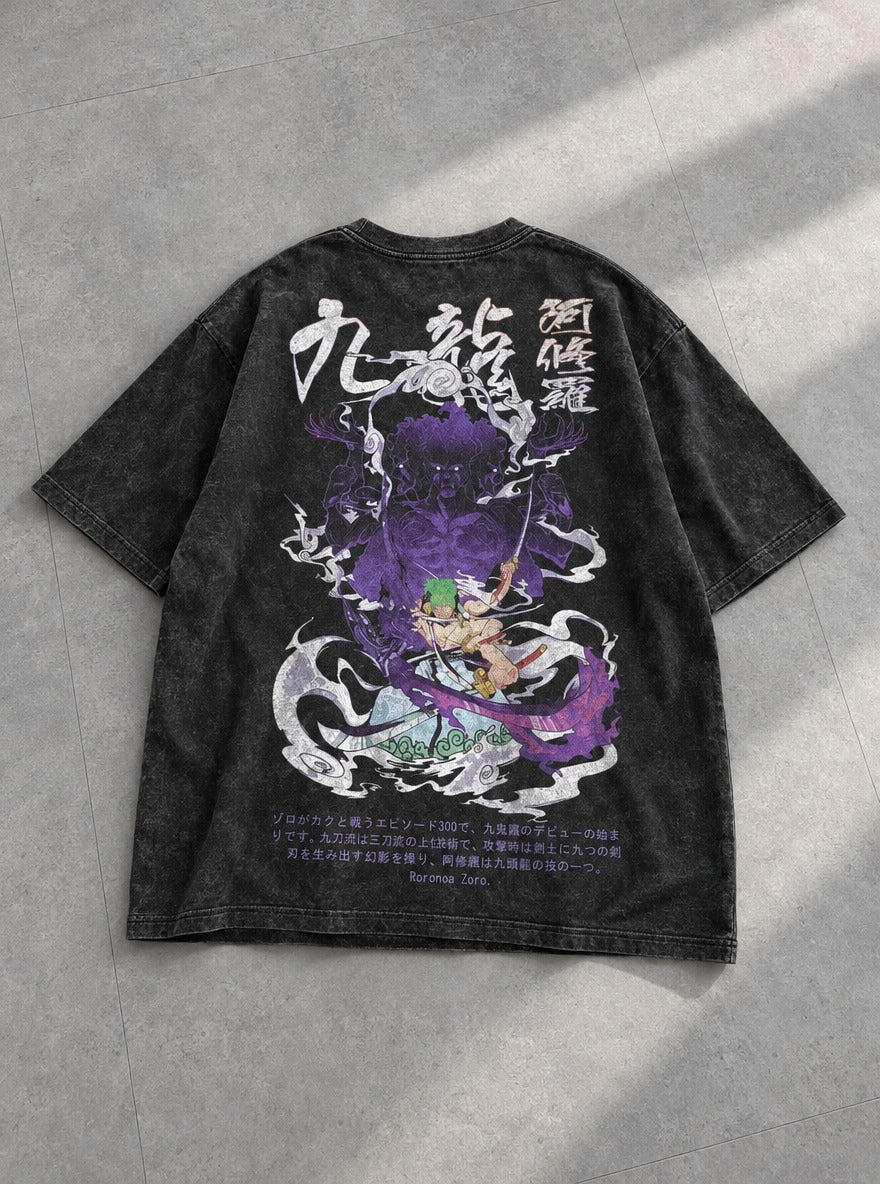 Nine Sword Zoro – T-Shirt – flat-lay | One Piece