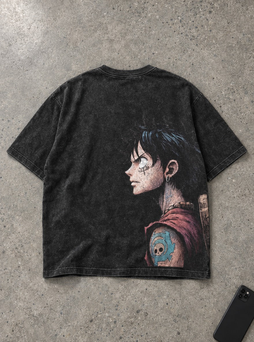 Tattooed Luffy – T-Shirt – flat-lay | One Piece