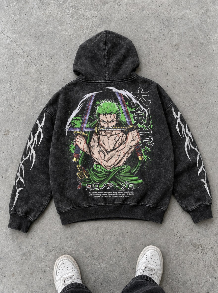 Three Sword Zoro – Hoodie – flat-lay | One Piece