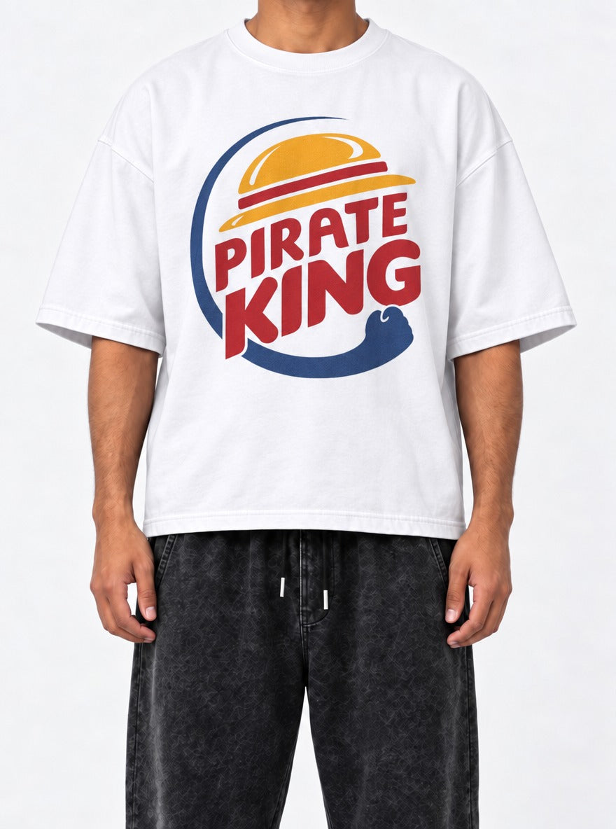 Pirate King – White Tee – model shot | Meme Tees