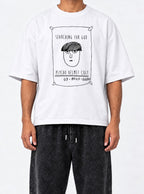 Psycho Helmet Cult – White Tee – model shot | Meme Tees
