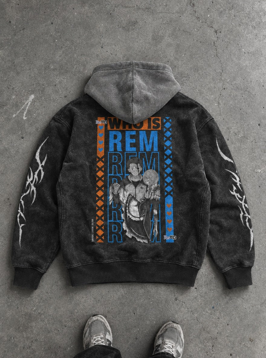 Last Embrace – Black & Grey Hoodie – flat-lay | Re Zero