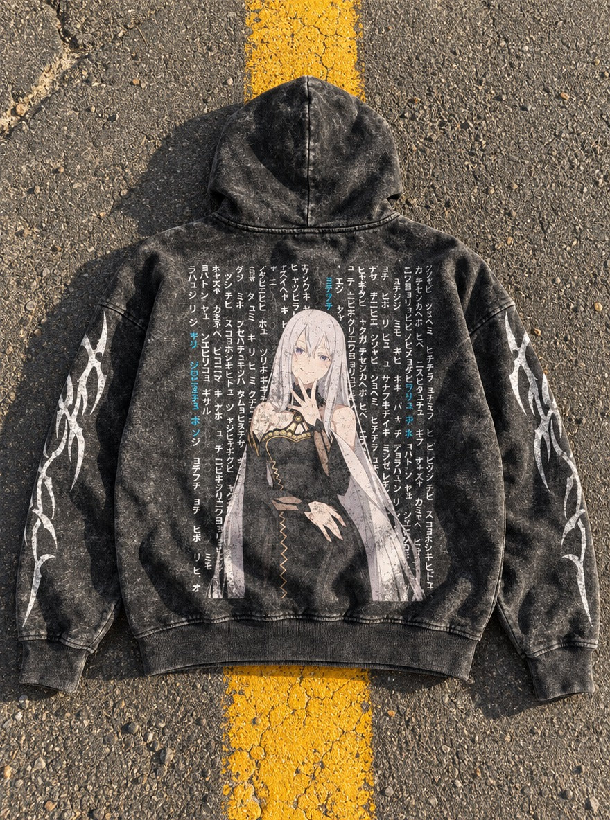Obsidian Muse – Hoodie – flat-lay | Re Zero