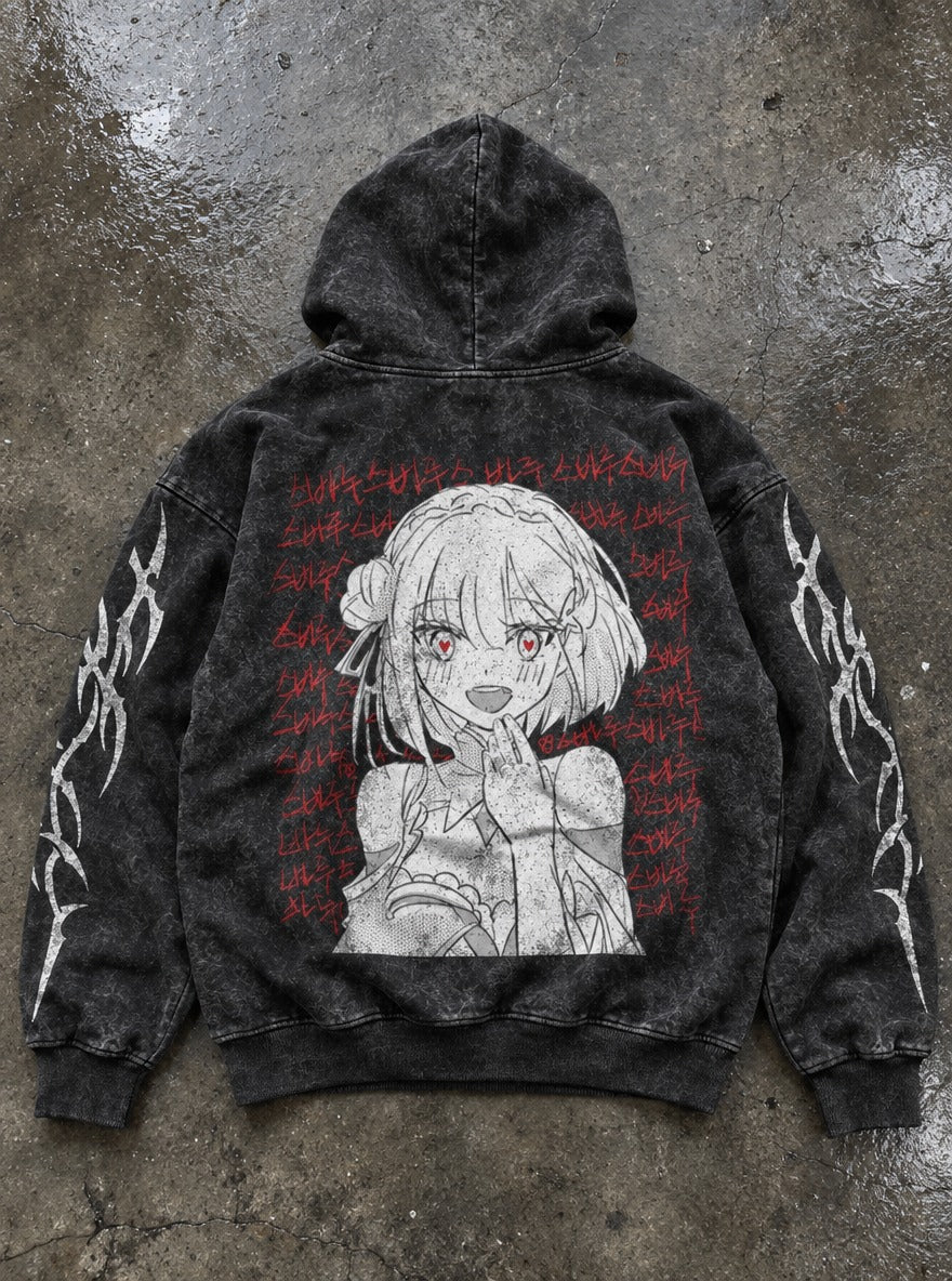 Scribbled Heart – Hoodie – flat-lay | Re Zero