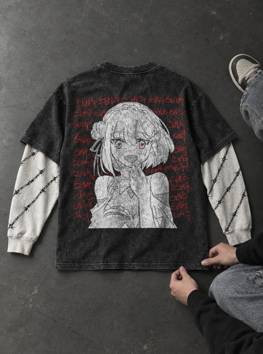 Scribbled Heart – Double Sleeves – flat-lay | Re Zero