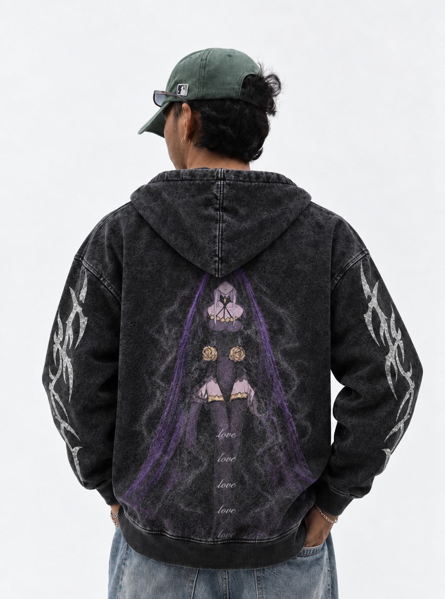 Veiled Rose – Hoodie – model shot | Re Zero