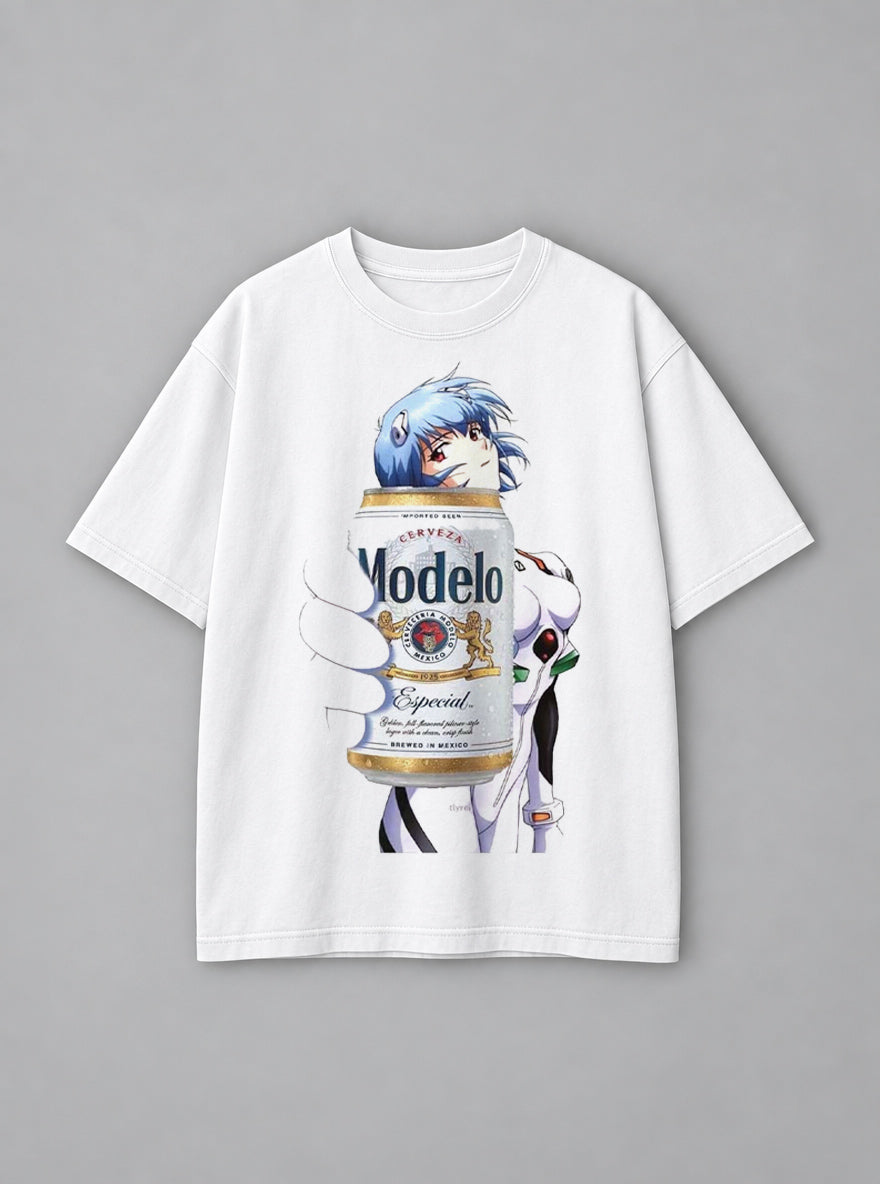 Rei Ayanami Modelo Eva – White Tee – mockup | Meme Tees