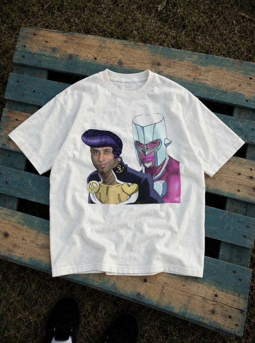 Ricardo Higashikata – White Tee – flat-lay | Meme Tees