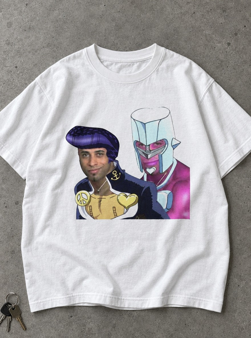 Ricardo Higashikata – White Tee – flat-lay | Meme Tees