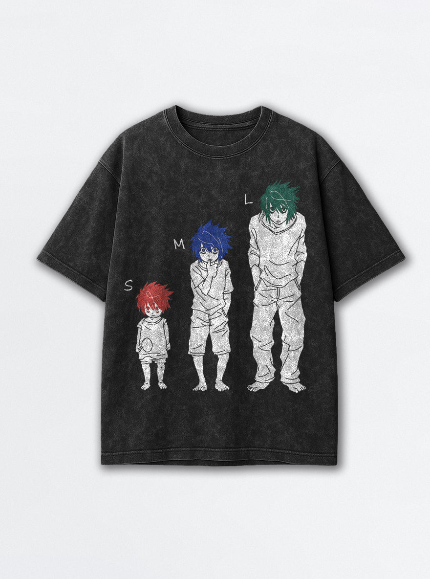 S M L – Black Acid Wash Tee – mockup | Meme Tees