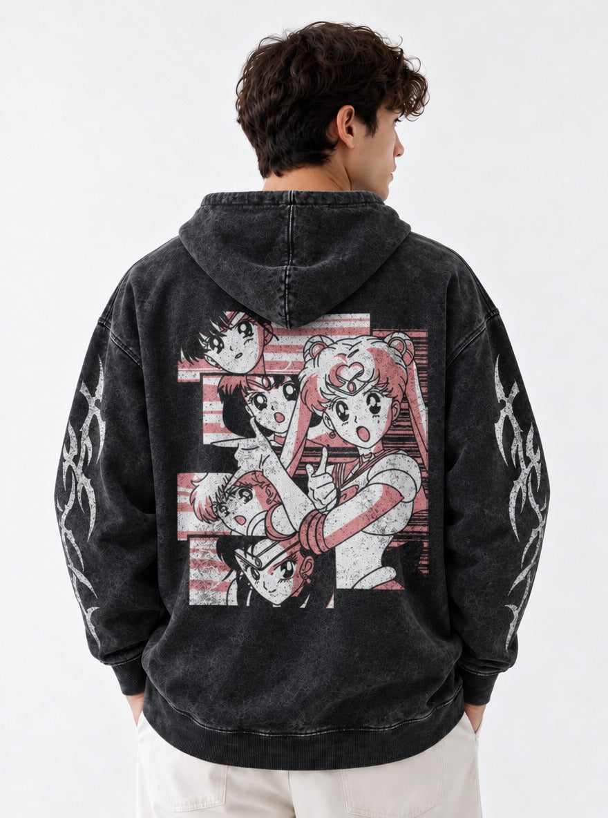 Coral Collage – Hoodie – model shot | Sailor Moon