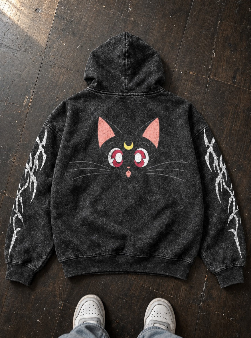 Crescent Cat – Hoodie – flat-lay | Sailor Moon