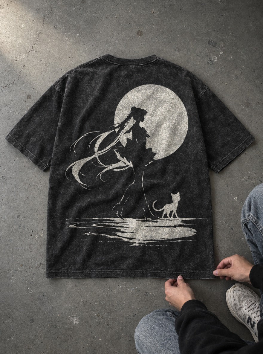 Moonlit Companion – T-Shirt – flat-lay | Sailor Moon