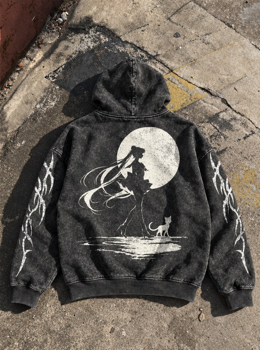 Moonlit Companion – Hoodie – flat-lay | Sailor Moon