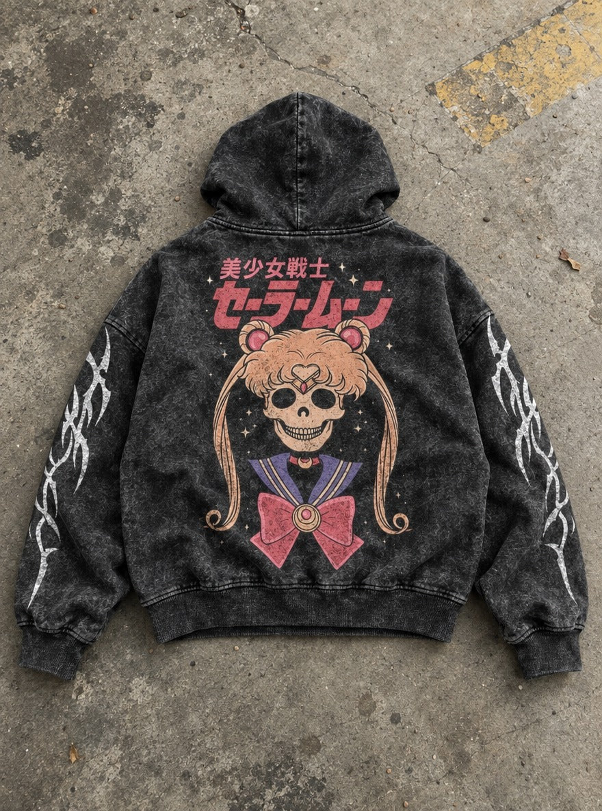 Twintail Skull – Hoodie – flat-lay | Sailor Moon