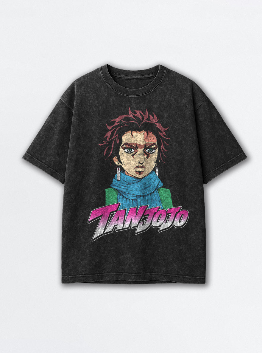 TanJoJo – Black Acid Wash Tee – mockup | Meme Tees