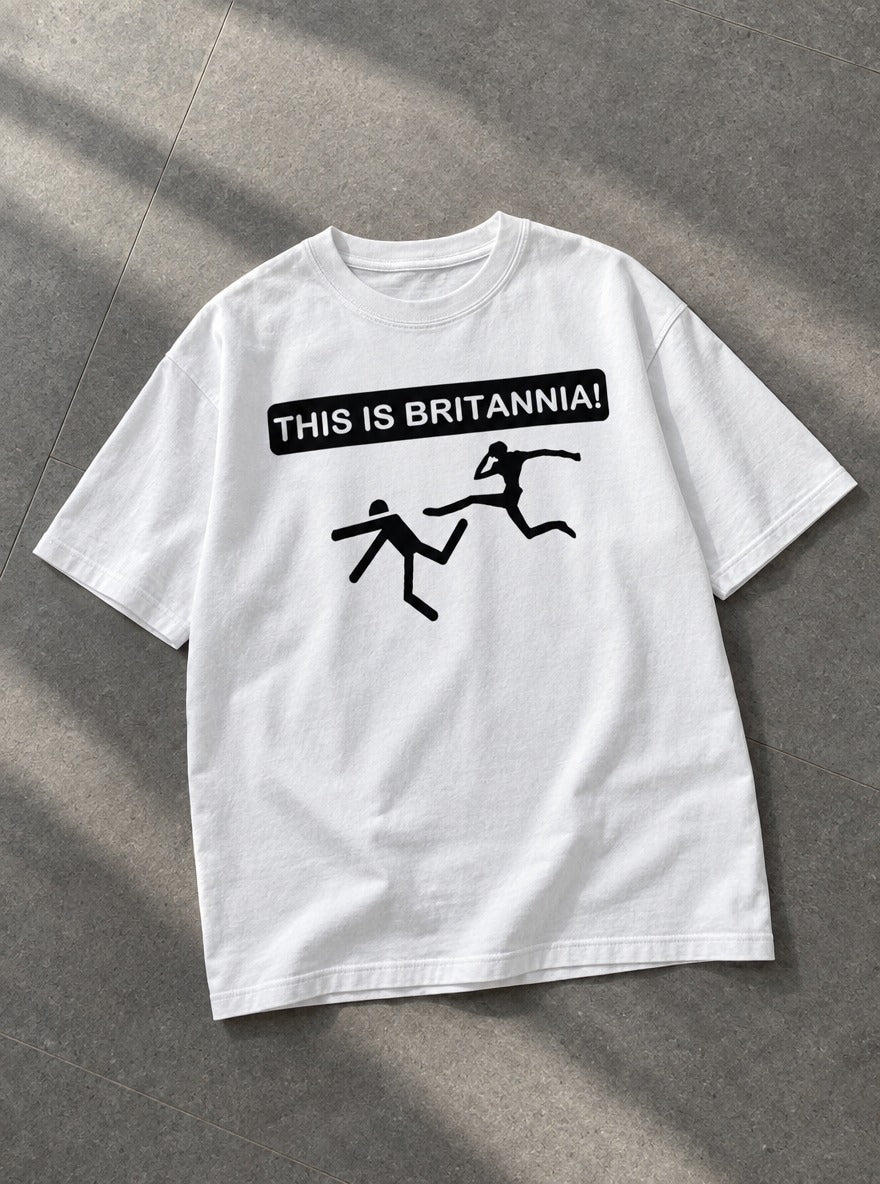 This Is Britannia – White Tee – flat-lay | Meme Tees