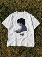 Toeji – White Tee – flat-lay | Meme Tees