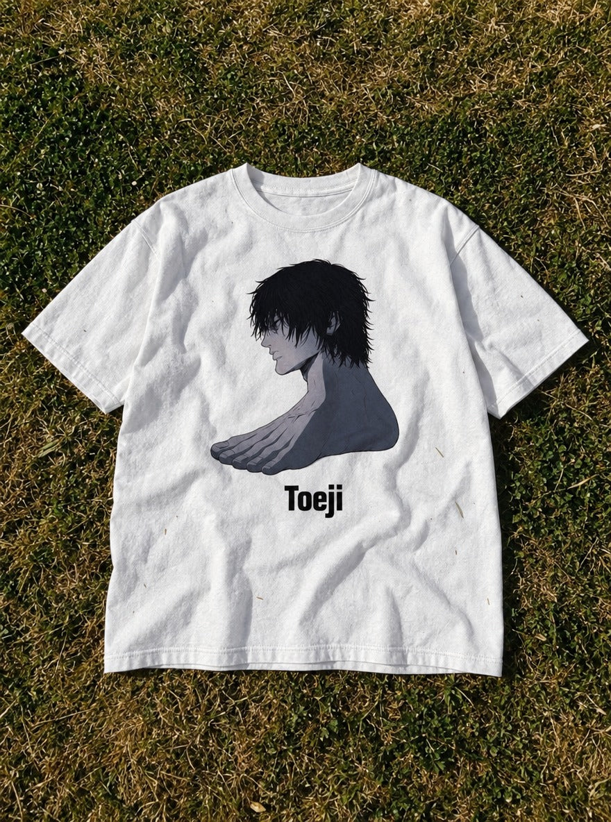 Toeji – White Tee – flat-lay | Meme Tees