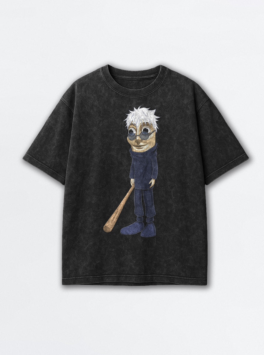 TTT Satoru – Black Acid Wash Tee – mockup | Meme Tees