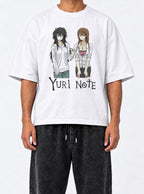 Yuri Note – White Tee – model shot | Meme Tees