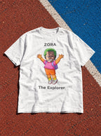 Zoro the Explorer – White Tee – flat-lay | Meme Tees