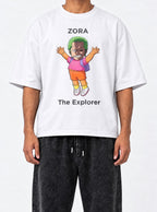Zoro the Explorer – White Tee – model shot | Meme Tees